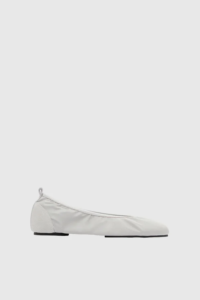 Satin Ballet Flat - Silver