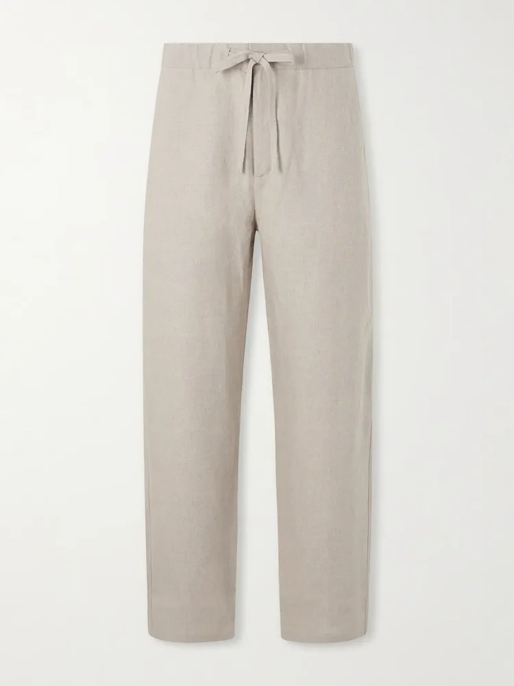 Lounge Straight-Leg Linen Suit Trousers