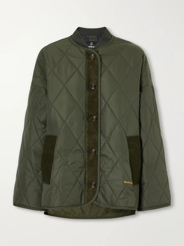 Abercorn corduroy-trimmed shell quilted jacket