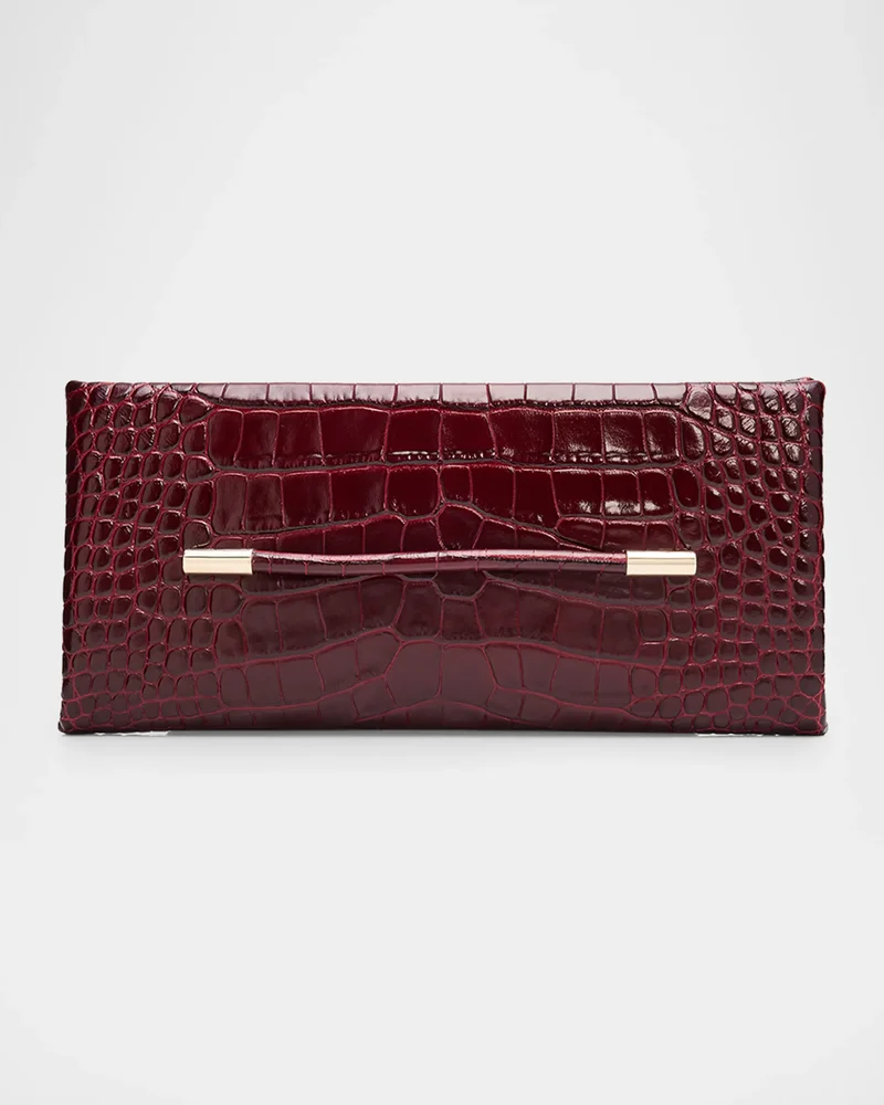 Ava Croc-Embossed Leather Clutch