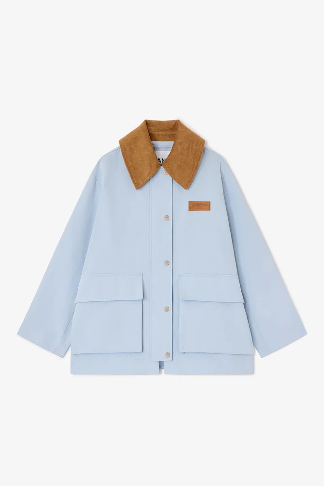 ganni.com Blue Twill Midi Jacket