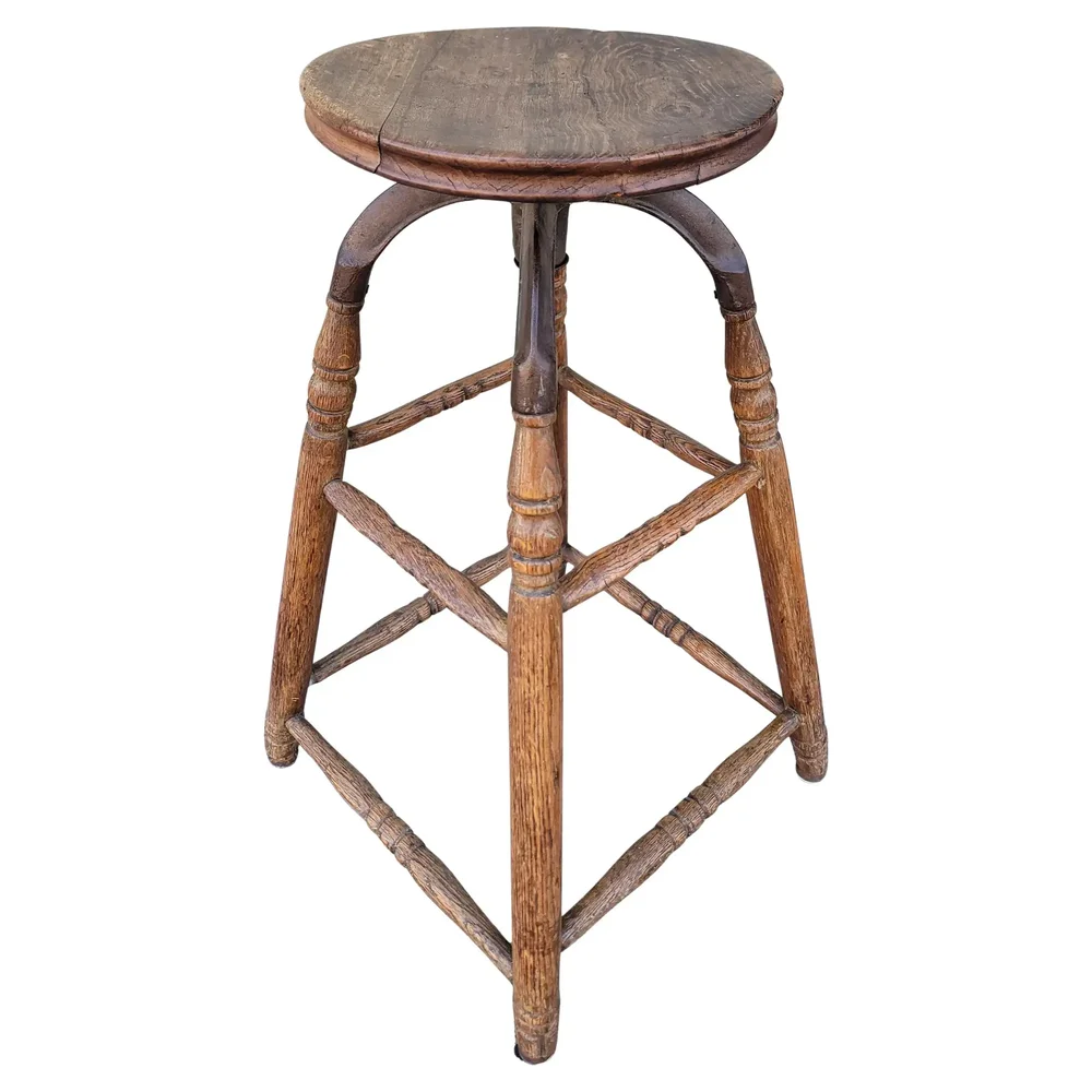 19th-Century Industrial Swivel Bar Stool