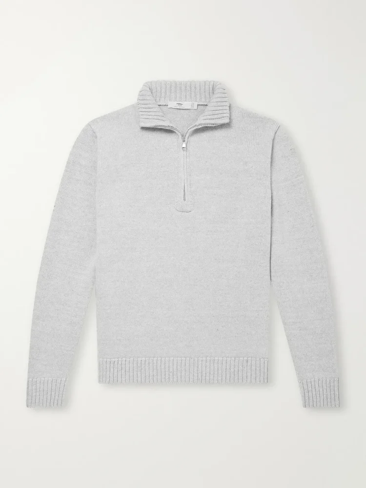 Wool and Linen-Blend Half-Zip Sweater