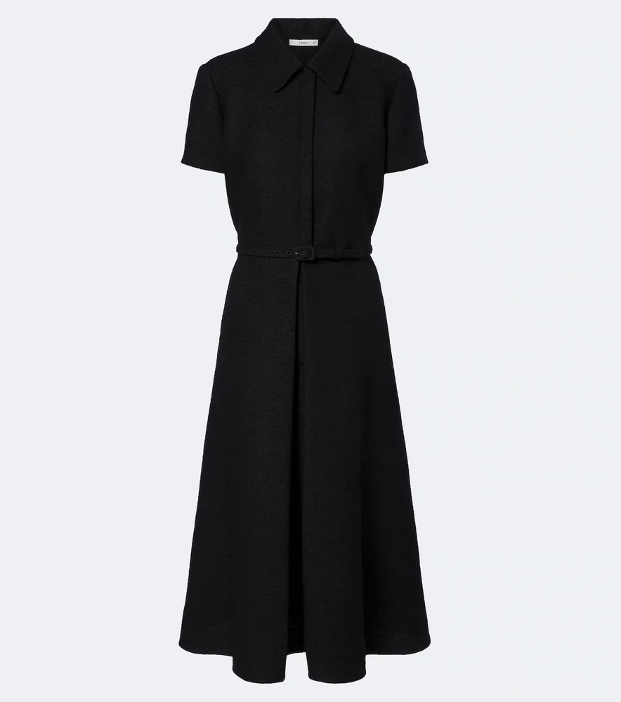 Wool-blend bouclé midi dress