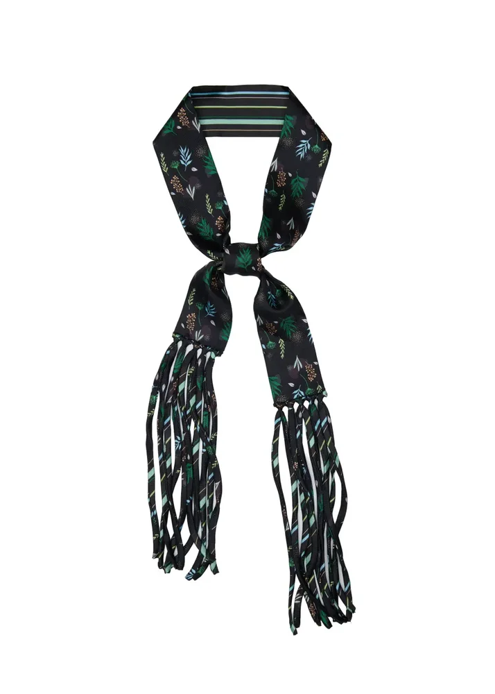 Frida With Love Silk Skinny Fringe Scarf