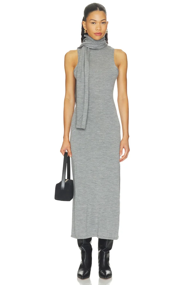 Wool Funnel Scarf Dress