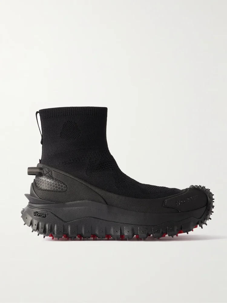 Trailgrip rubber-trimmed stretch-knit sneakers