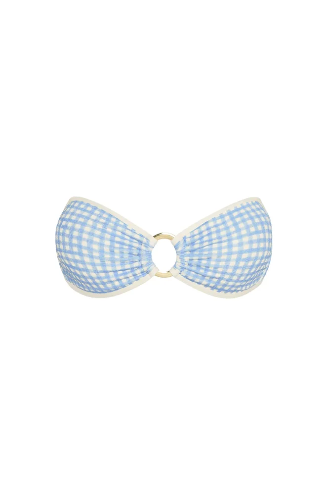 Costa Rica Top Colorblock - Sky Gingham