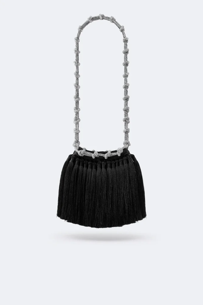 Tassel Evening Knotty Bag In Black
