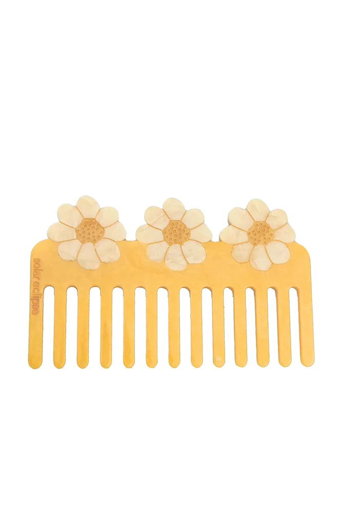 Hand-painted Vintage Daisy Detangling Wide Tooth Hair Comb