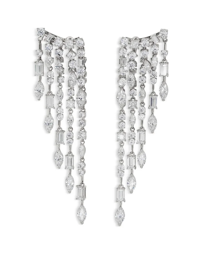 Cabaret Cubic Zirconia Mixed Cut Fringe Drop Earrings - Exclusive