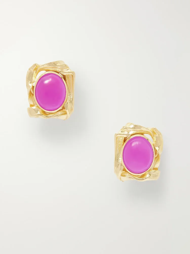Gold-plated and resin earrings