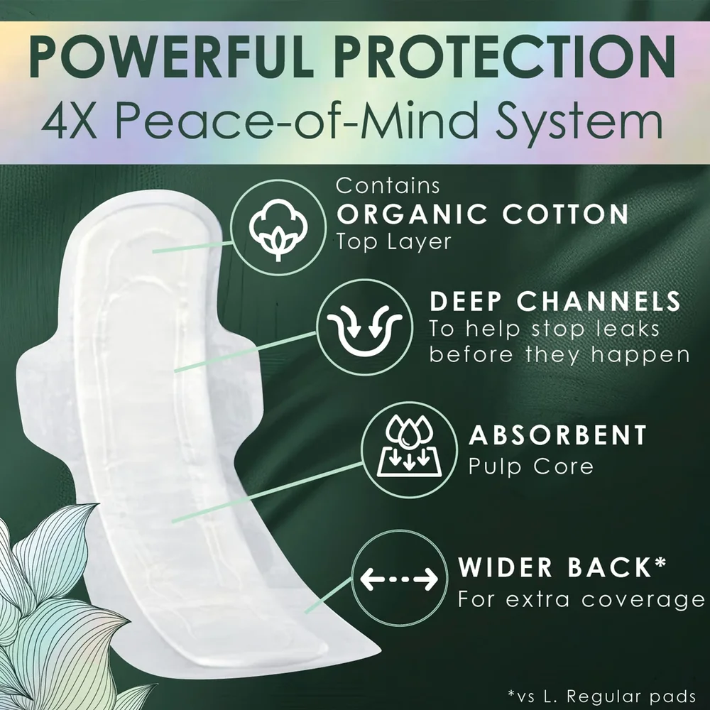 Organic Cotton Maxi Extra Long Overnight Pads