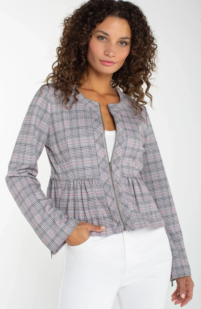 PETITE ZIP FRONT PEPLUM JACKET