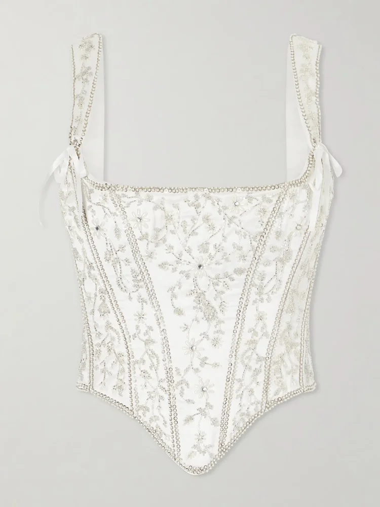 Brigitte floral-embellished bustier top