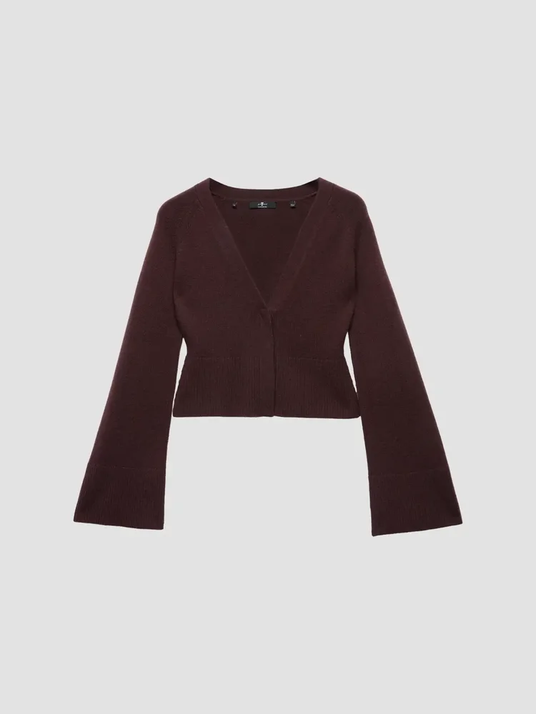 Large Rib-Knit Flare Cardigan