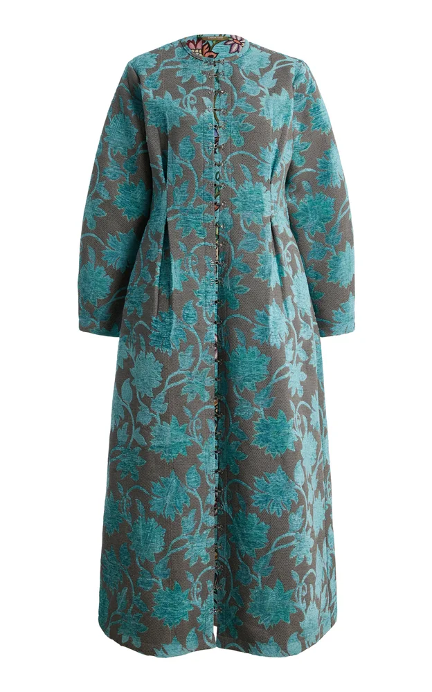 Exclusive Pinch Waist Jacquard Coat