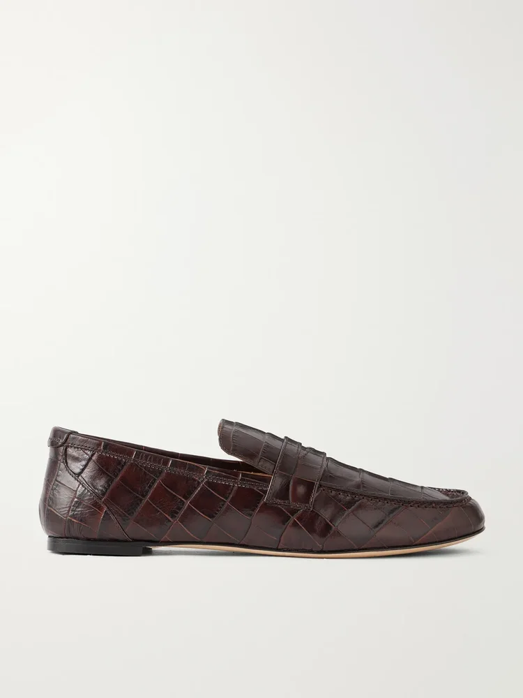 The Penny croc-effect leather loafers