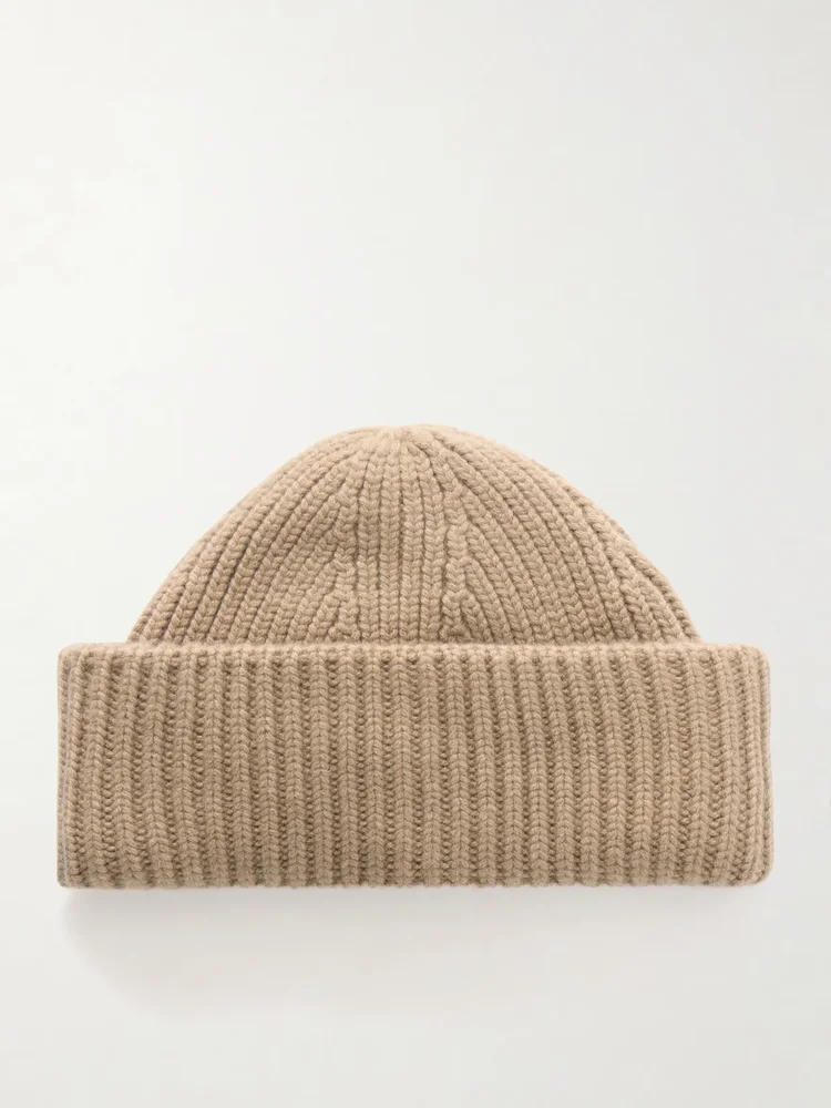Ribbed wool and cashmere-blend beanie