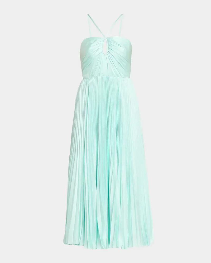 Liv Pleated Satin Halter Midi Dress