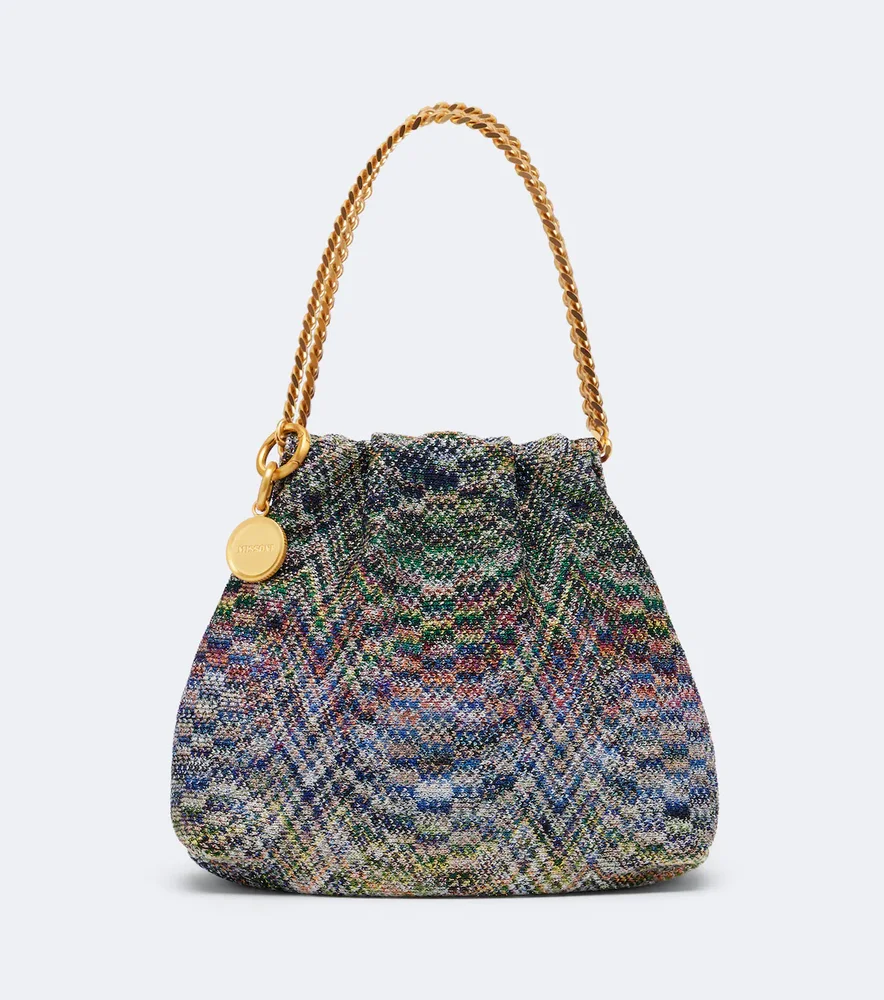 Mini knitted top-handle bag