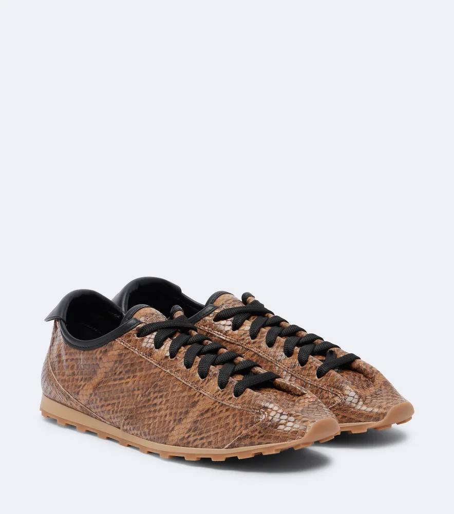 Tennis snake-effect leather sneakers