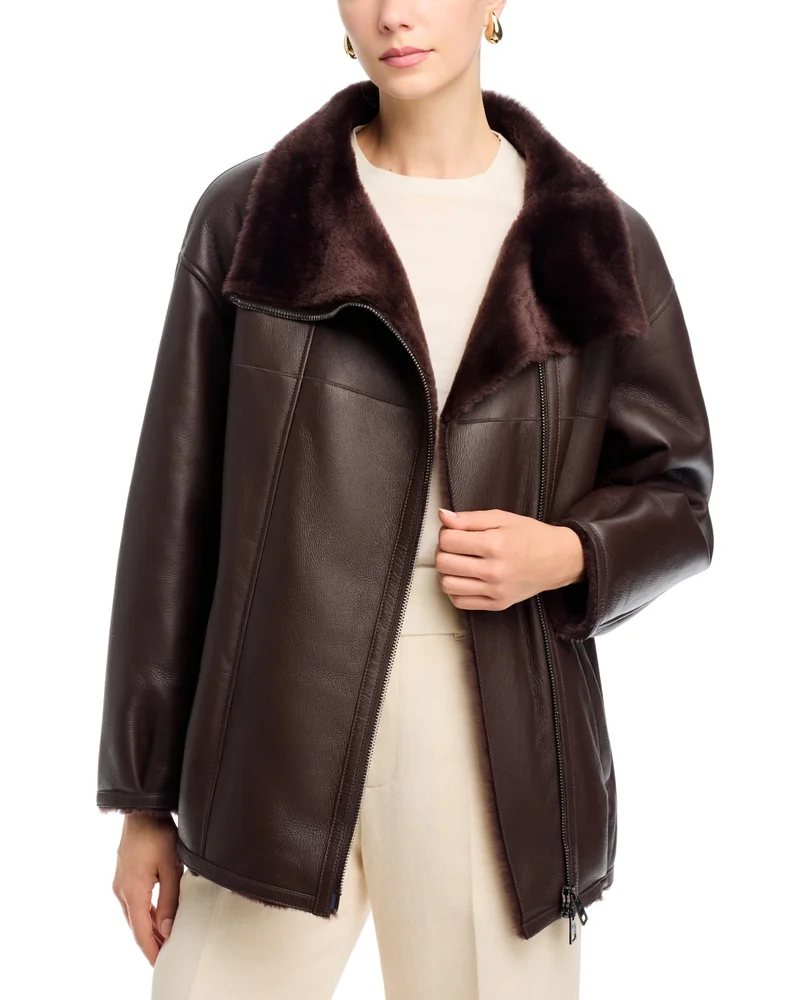 Classic Shearling Zip Front Jacket