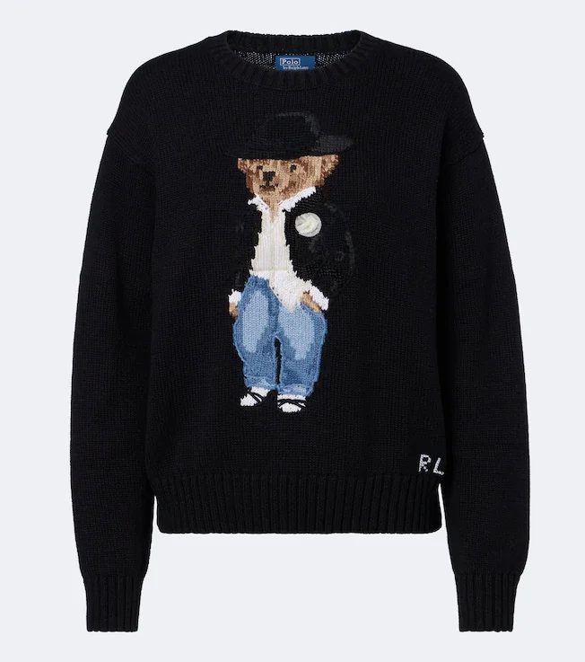 Polo Bear intarsia cotton sweater