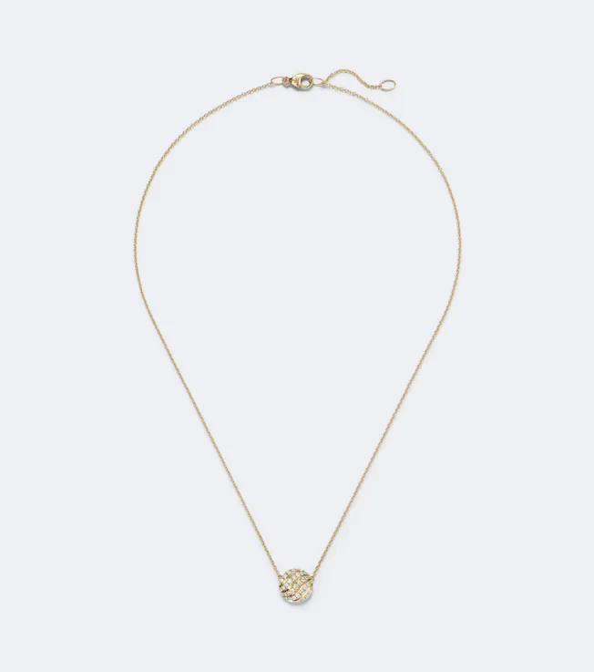 Sculpted Cable 18kt gold pendant necklace with diamonds