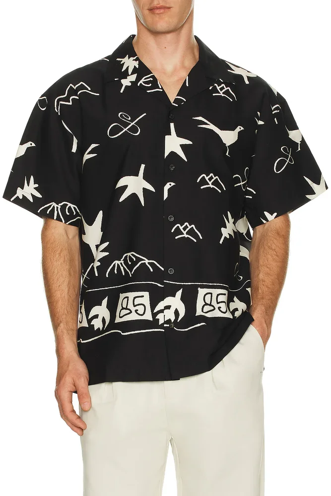 Relaxed Fit Placed AOP Short Sleeve Shirt