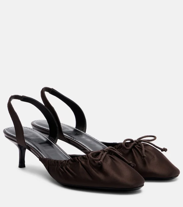 Alba satin slingback pumps in brown - Staud
