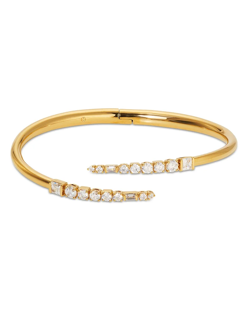 Cubic Zirconia Bypass Bangle Bracelet in 18K Gold Plated