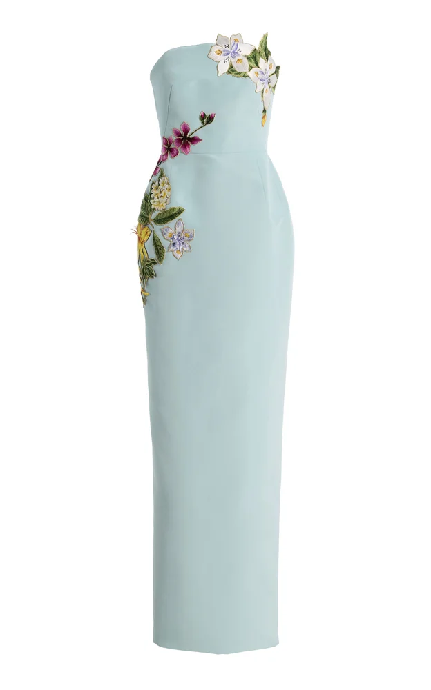 Botanical Silk-Faille Gown