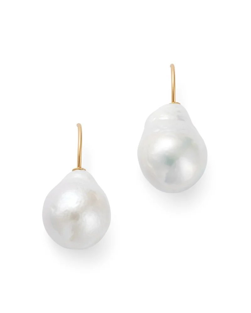 Cultured Freshwater Pearl Drop Earrings in 14K Yellow Gold