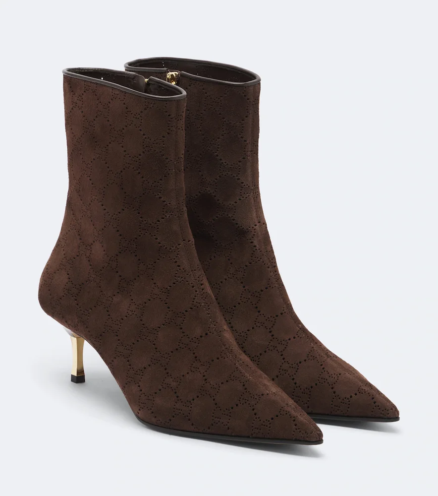 Bombshell GG laser-cut suede ankle boots