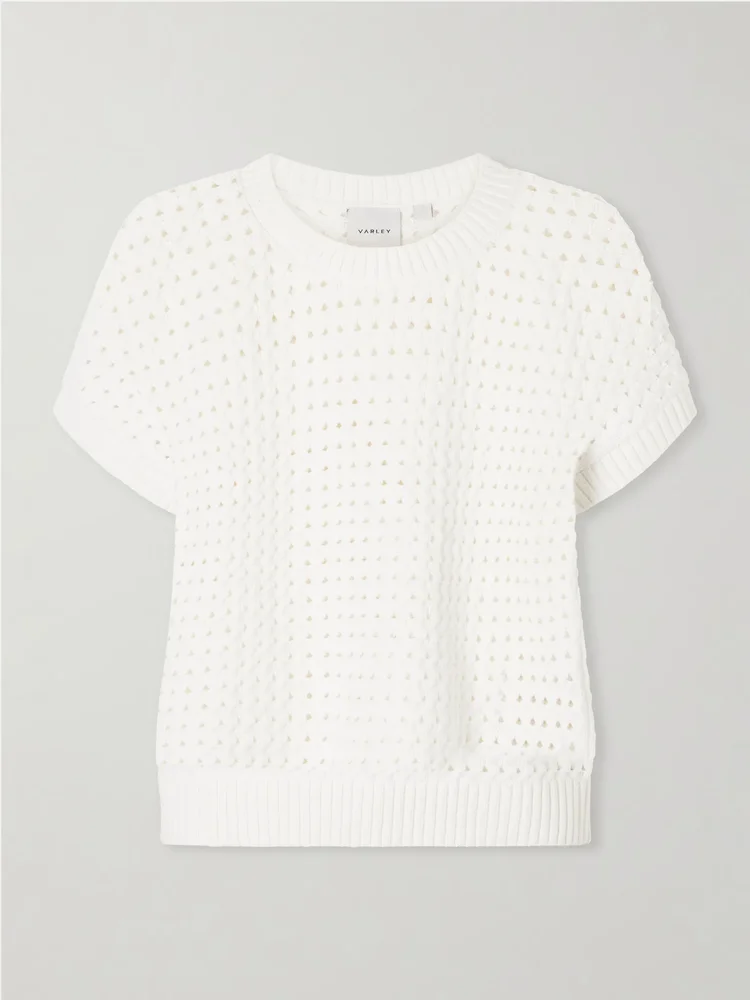 Denny open-knit cotton-blend T-shirt