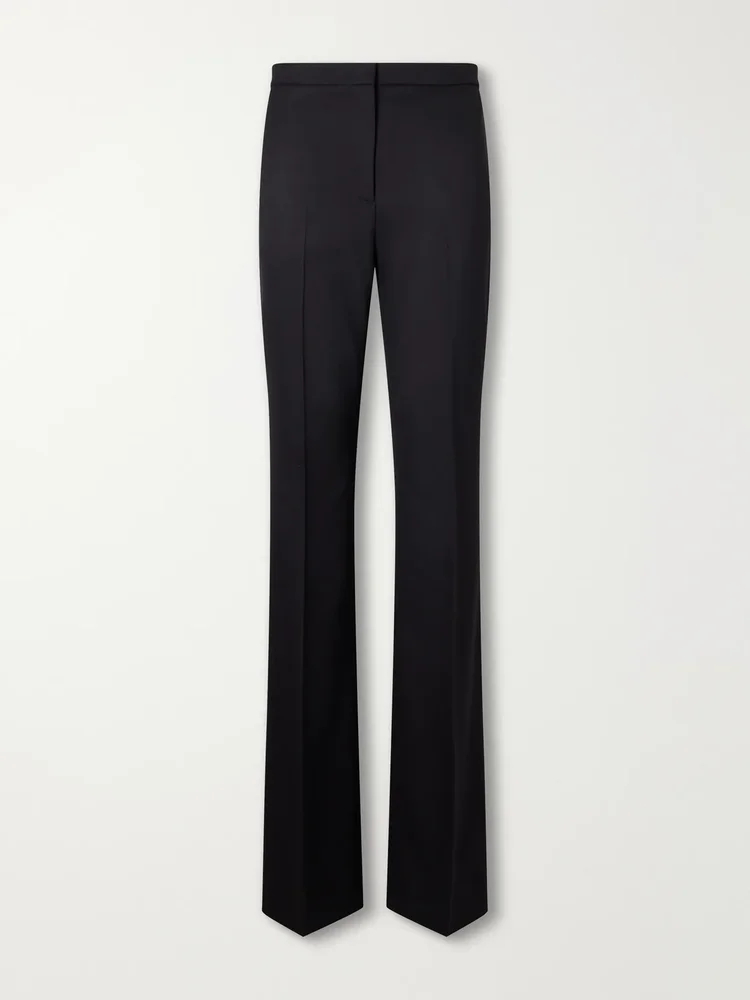 Wool-blend crepe flared pants