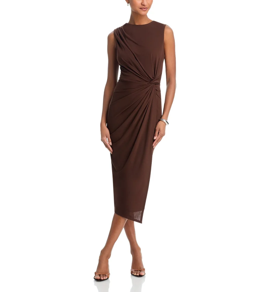 Jersey Knot Waist Midi Dress