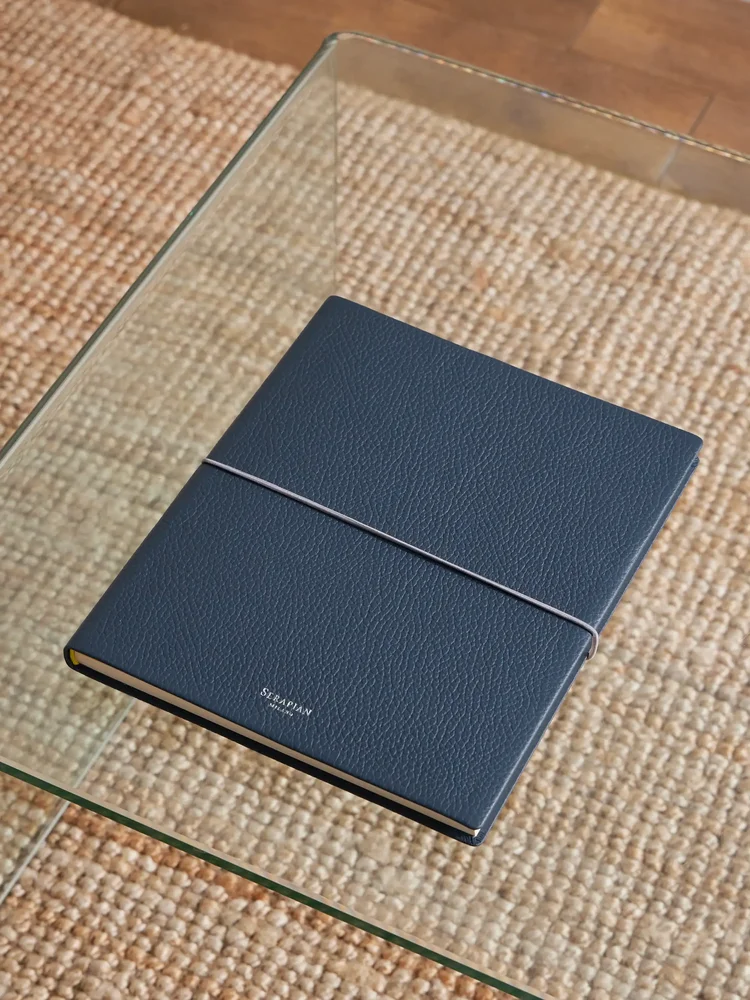 Large Logo-Print Full-Grain Cachemire Leather Notebook