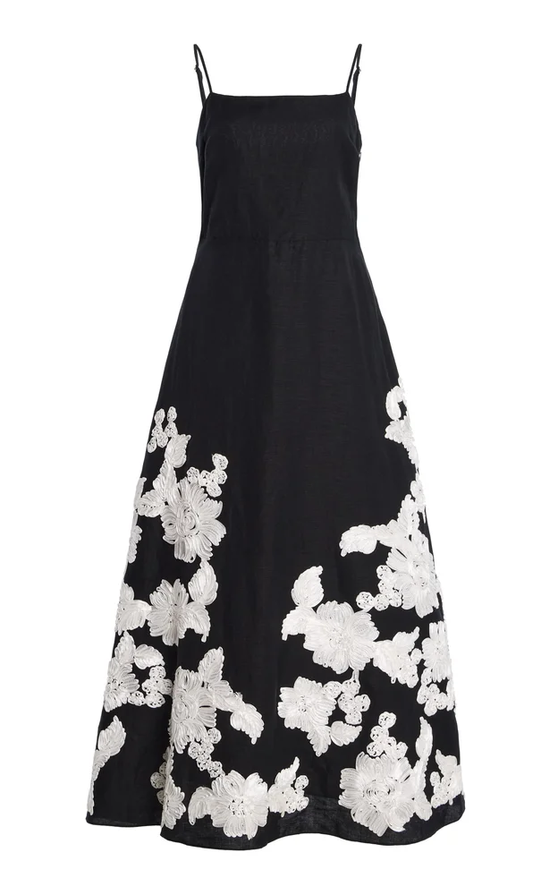 Annabella Soutache Linen Midi Dress