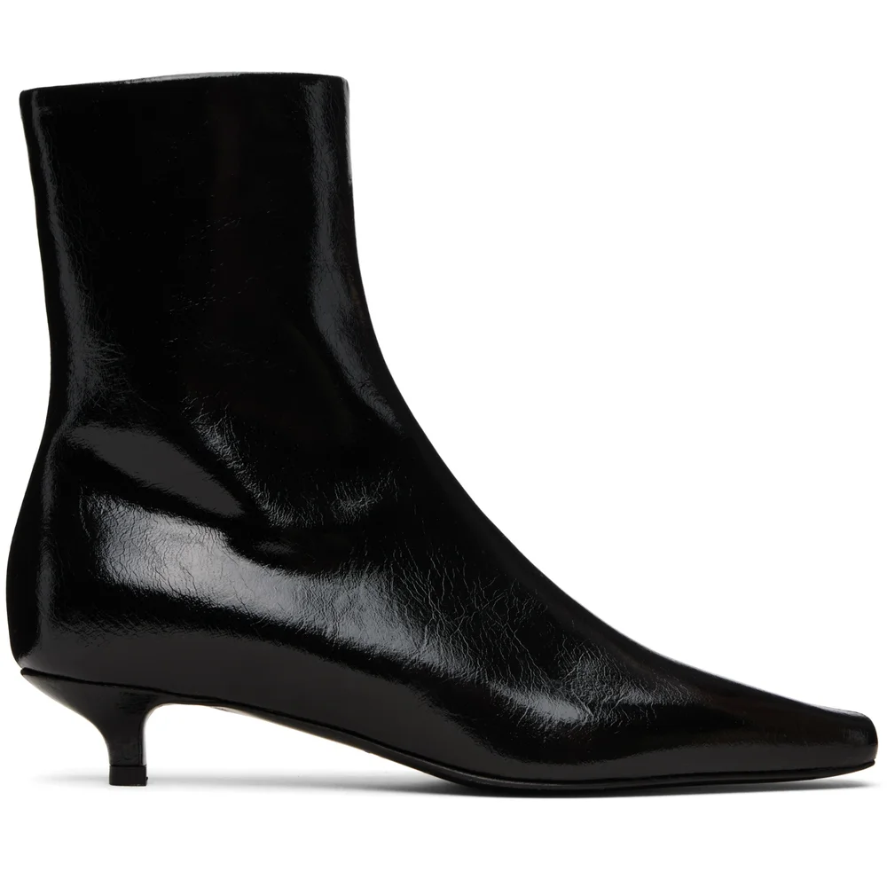 Black Slim Naplack Ankle Boots
