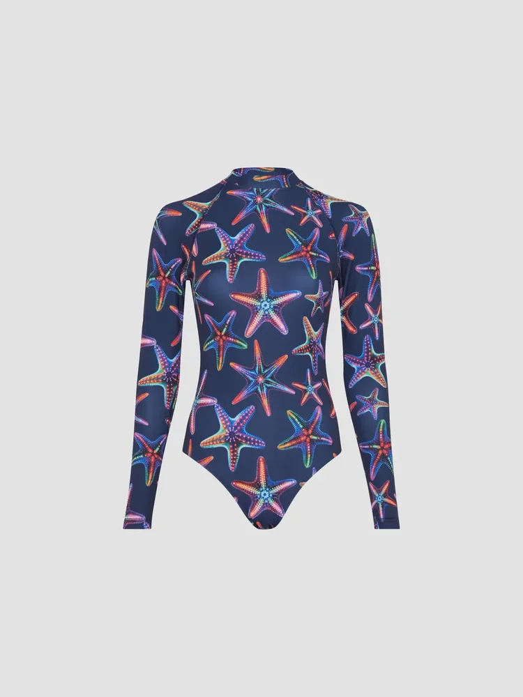 Disco Stars Mock Turtleneck One-Piece Rashguard