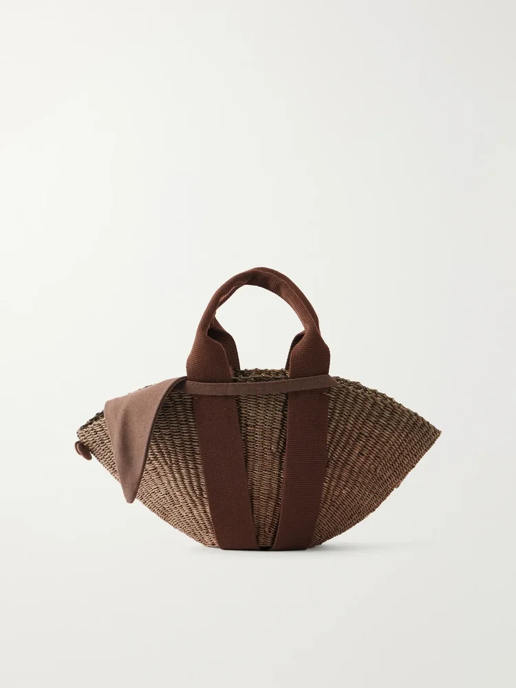 Sophie cotton-trimmed raffia mini tote