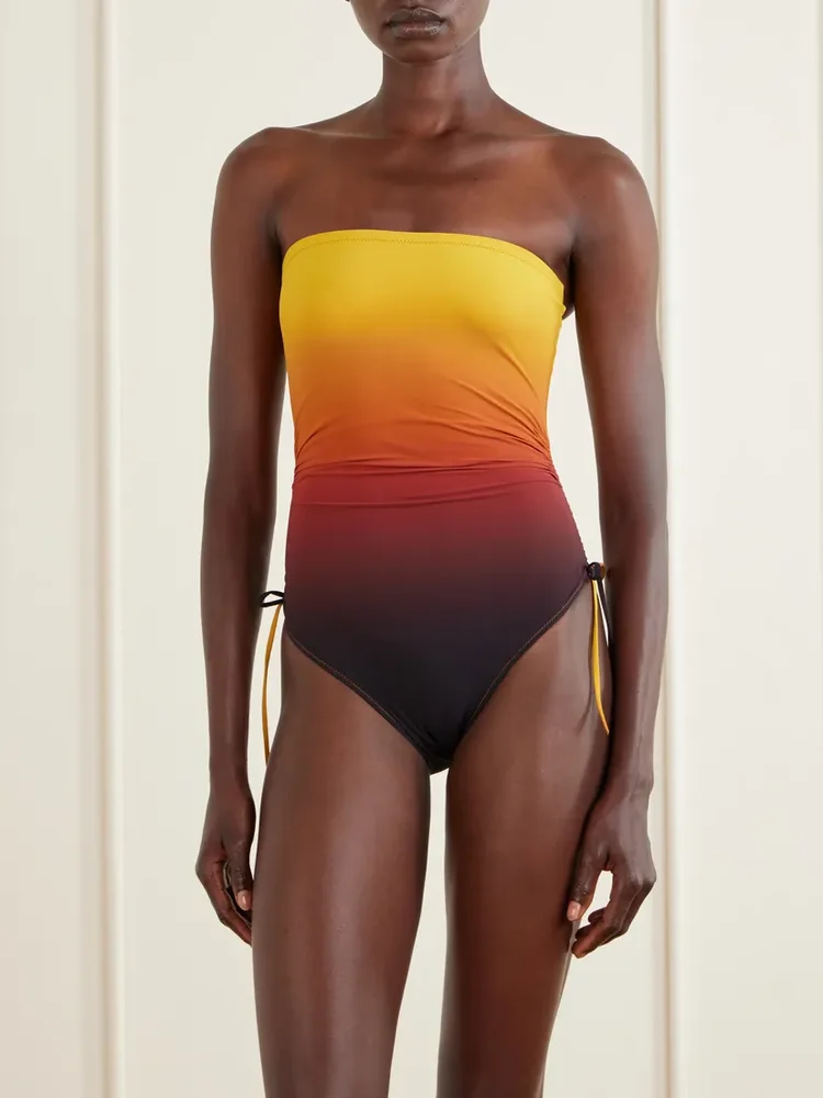 Sessantadue strapless ruched dégradé swimsuit