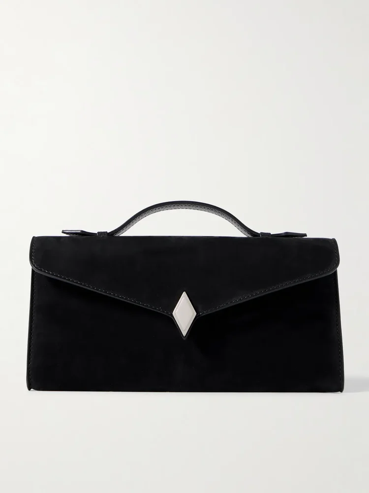 Edge Embellished Nubuck Clutch