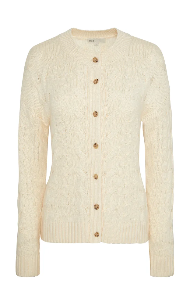 Fitted Cable-Knit Cardigan