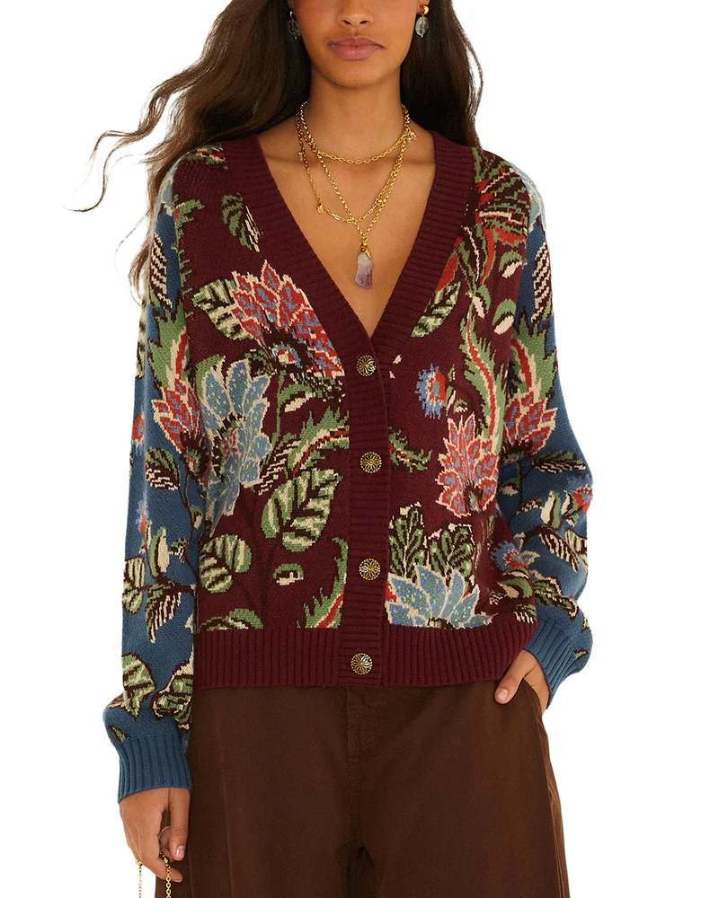 V Neck Two Tone Cardigan