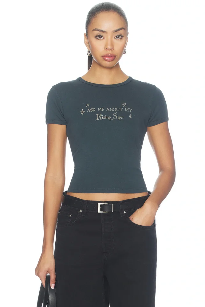 Rising Sign Slim Ringer Tee