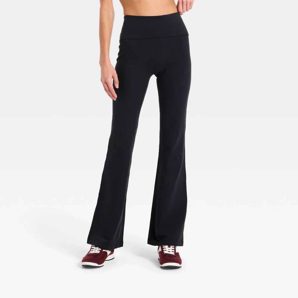 Cotton Balance High-Rise Foldover Flare Leggings