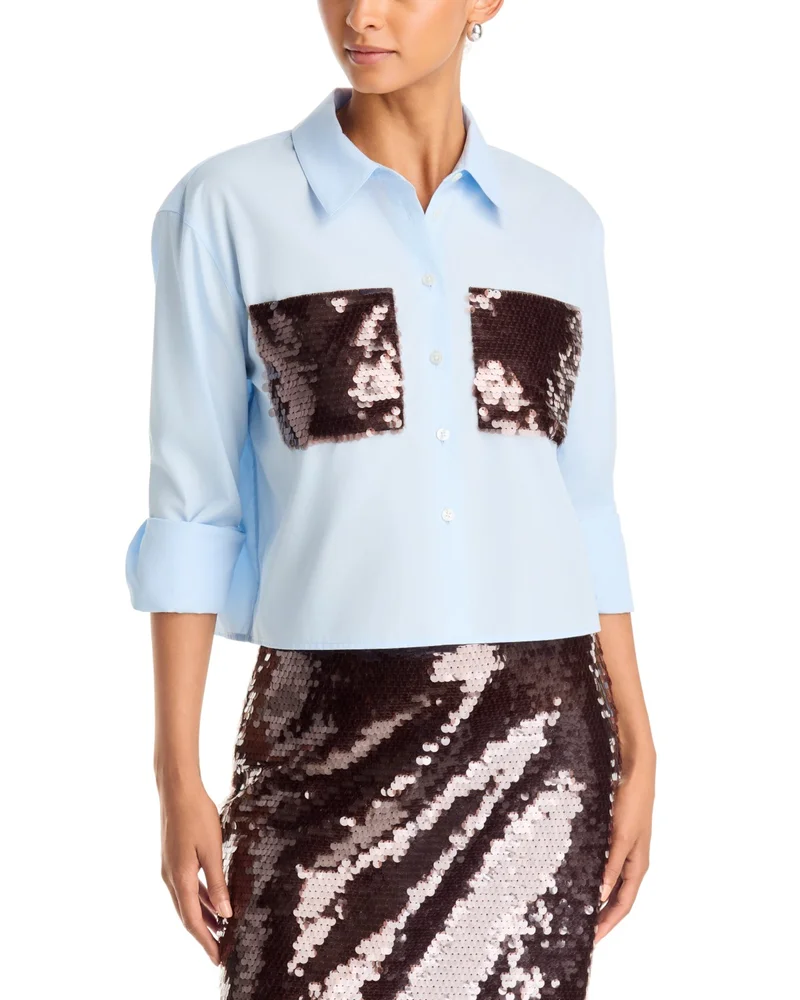 Largaux Sequin Pocket Cotton Oxford Shirt